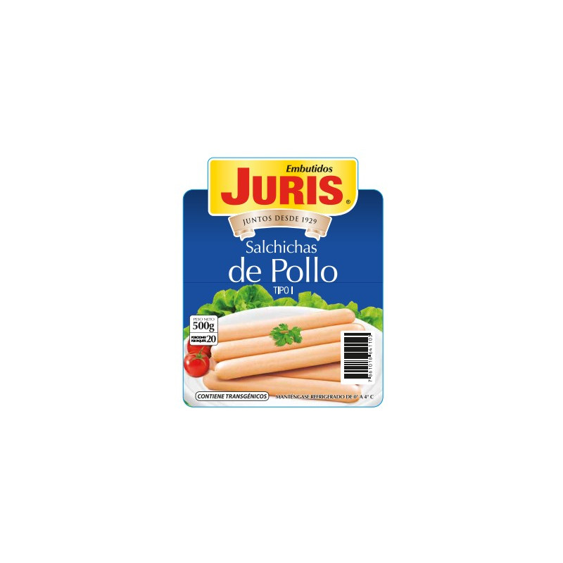 SALCHICHAS DE POLLO JURIS (PRECIO x UNIDAD DE 500GR)